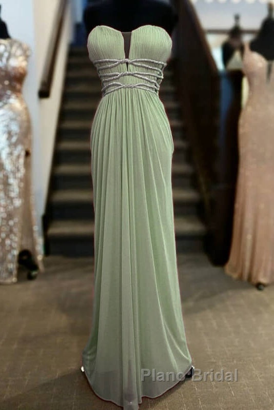 Long Sage Green Sheath Bridesmaid Dresses