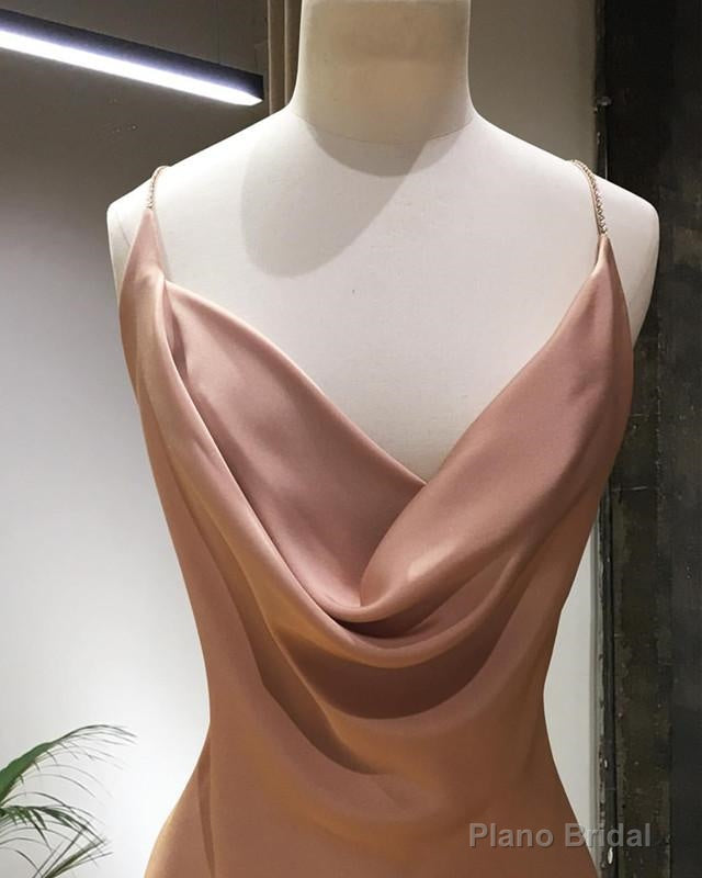 Long Satin Draped Top Sheath Prom Dresses Backless Mermaid Gowns Secondary image