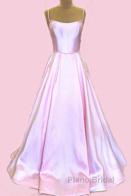 Long Satin Formal Prom Dresses Spaghetti Straps Strapless Secondary image