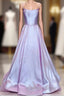 Long Satin Formal Prom Dresses Spaghetti Straps Strapless