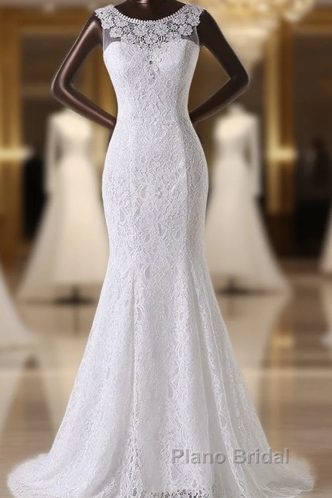 Long Scoop Lace Mermaid Wedding Dresses Bridal Dresses Main image