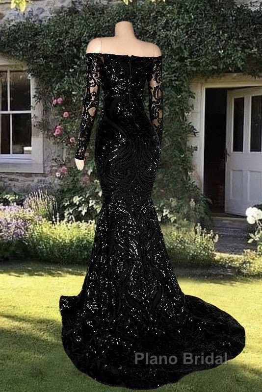 Long Sleeve Mermaid Sequin Pattern Dresses Secondary image