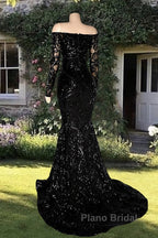 Long Sleeve Mermaid Sequin Pattern Dresses