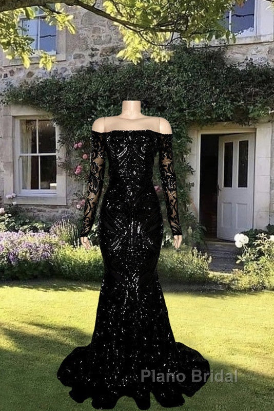 Long Sleeve Mermaid Sequin Pattern Dresses