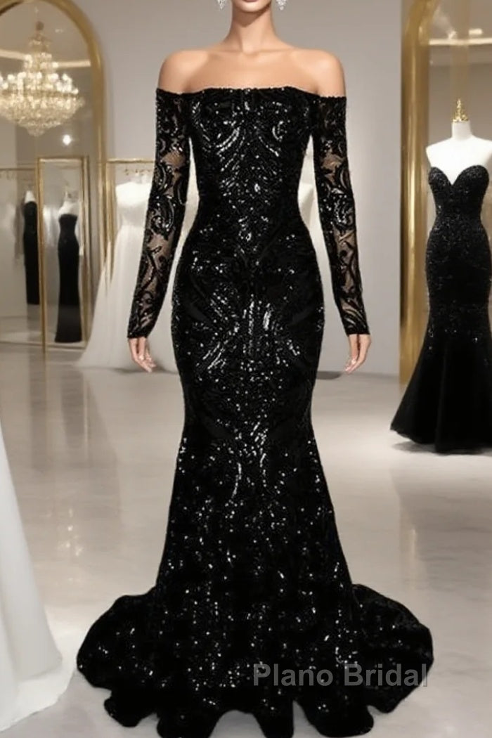 Long Sleeve Mermaid Sequin Pattern Dresses