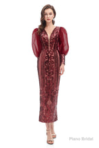 Long Sleeve Tea Length Prom Dresses