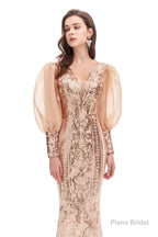 Long Sleeve Tea Length Prom Dresses