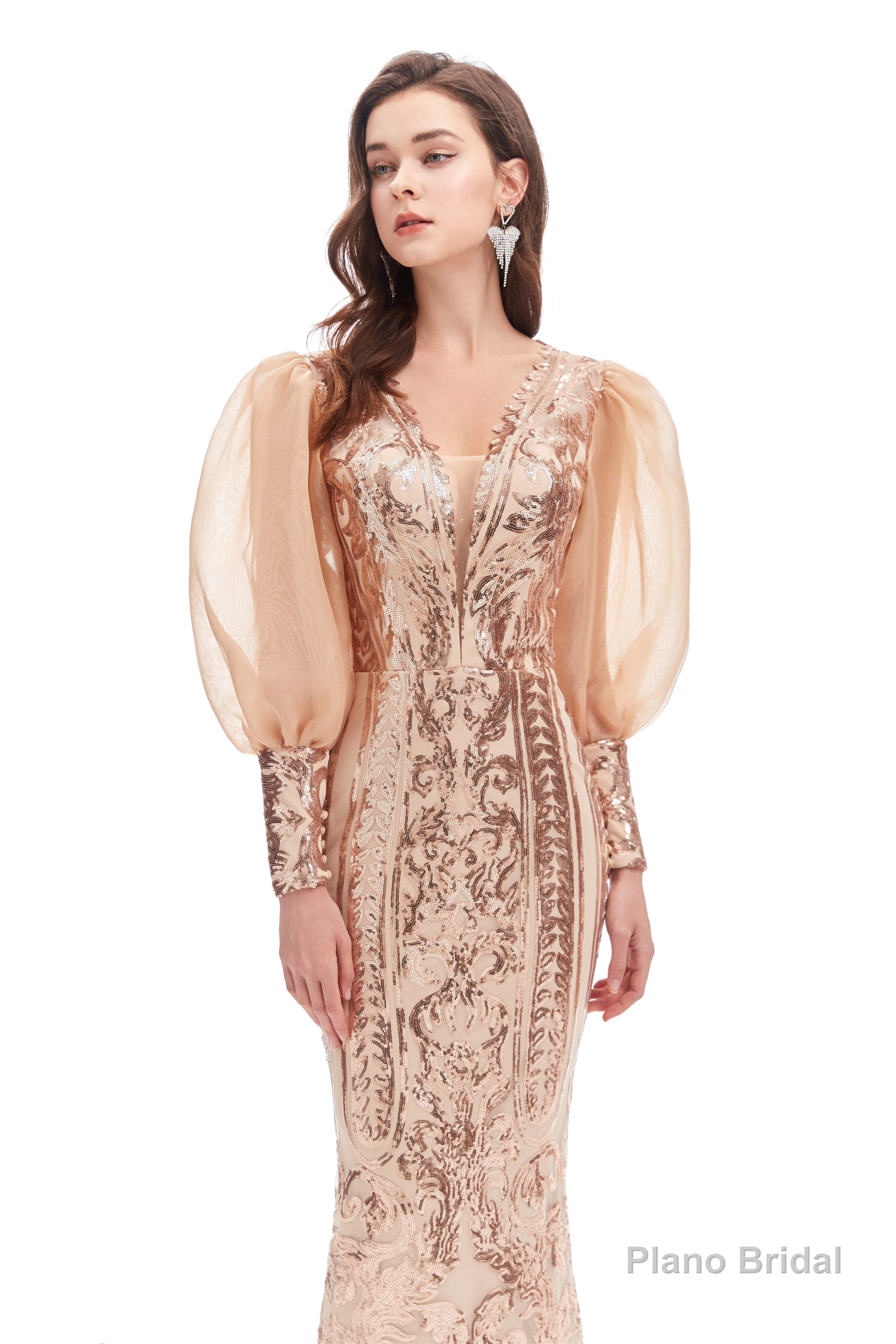 Long Sleeve Tea Length Prom Dresses
