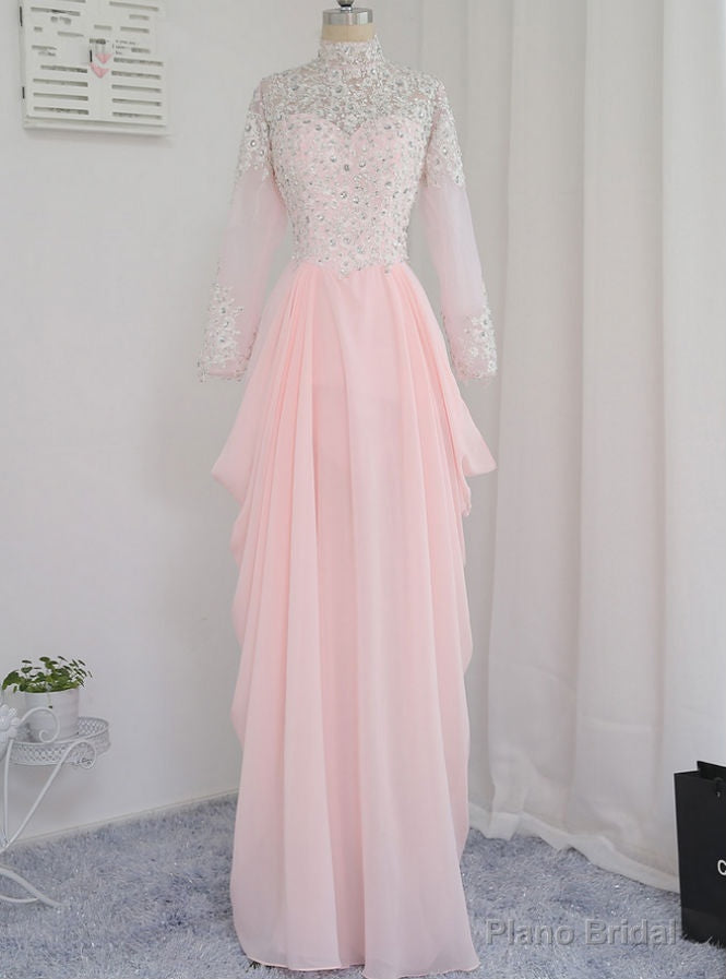 Long Sleeves Appliques Beaded Long Evening Gown Prom Dress Main image