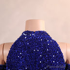 Long Sleeves Royal Blue Prom Dresses Sequin Mermaid Long Dress
