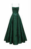 Long Spaghetti Straps A-Line Green Formal Prom Dresses, Long Formal Prom Dresses