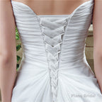 Long Sweetheart A-line White Chiffon Wedding Dresses with Slit