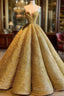 Long Wedding Dresses, Gold Formal Prom Formal Dresses