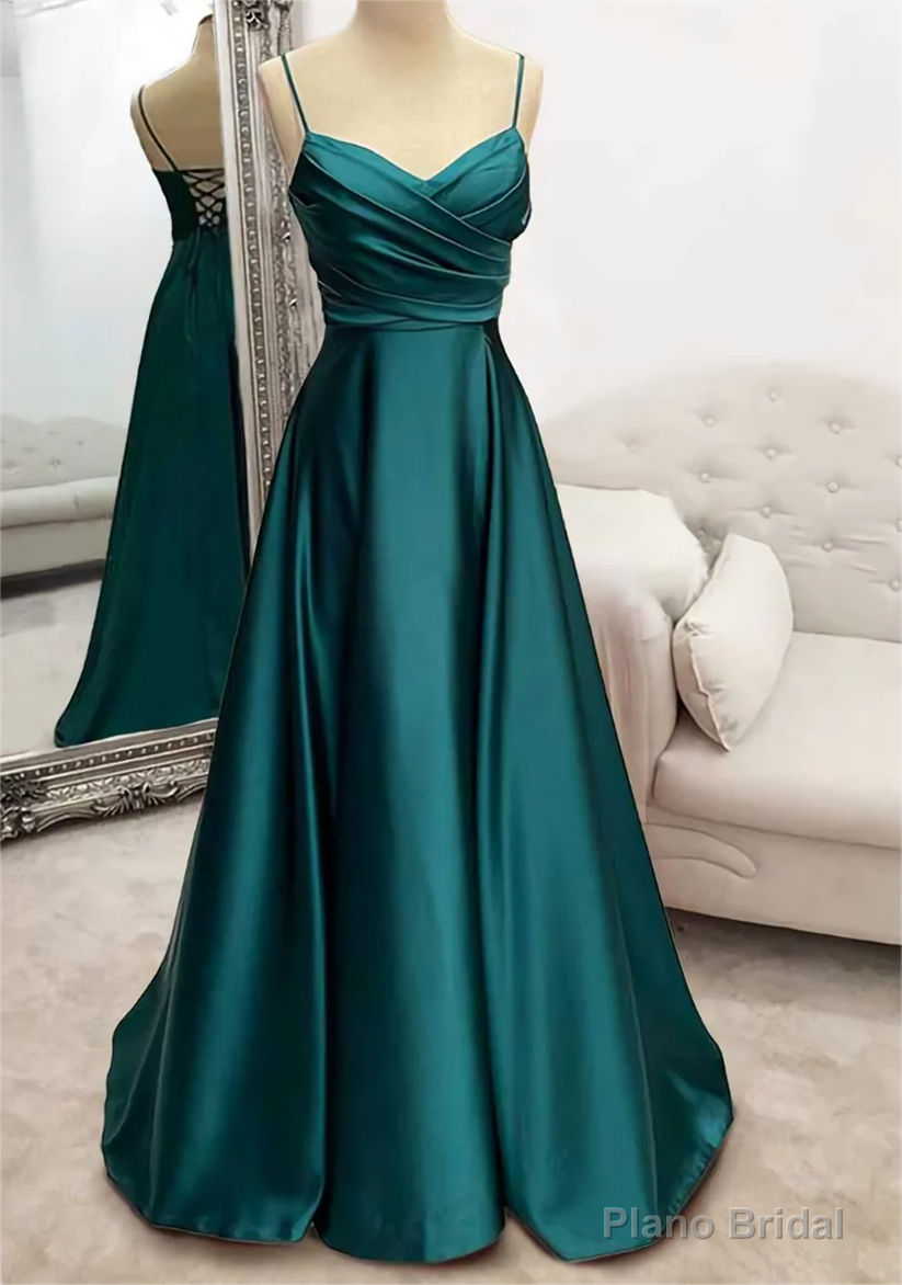 Women Satin Prom Dresses Long V-Neck Evening Gowns Formal Party Dress Main image