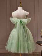 Green Tulle Lace Short Prom Dress, Cute Homecoming Dress, Green Party Dress