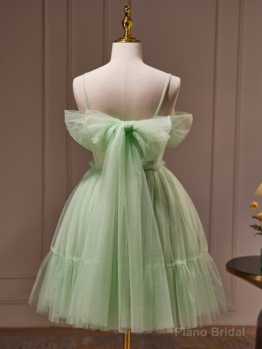 Green Tulle Lace Short Prom Dress, Cute Homecoming Dress, Green Party Dress