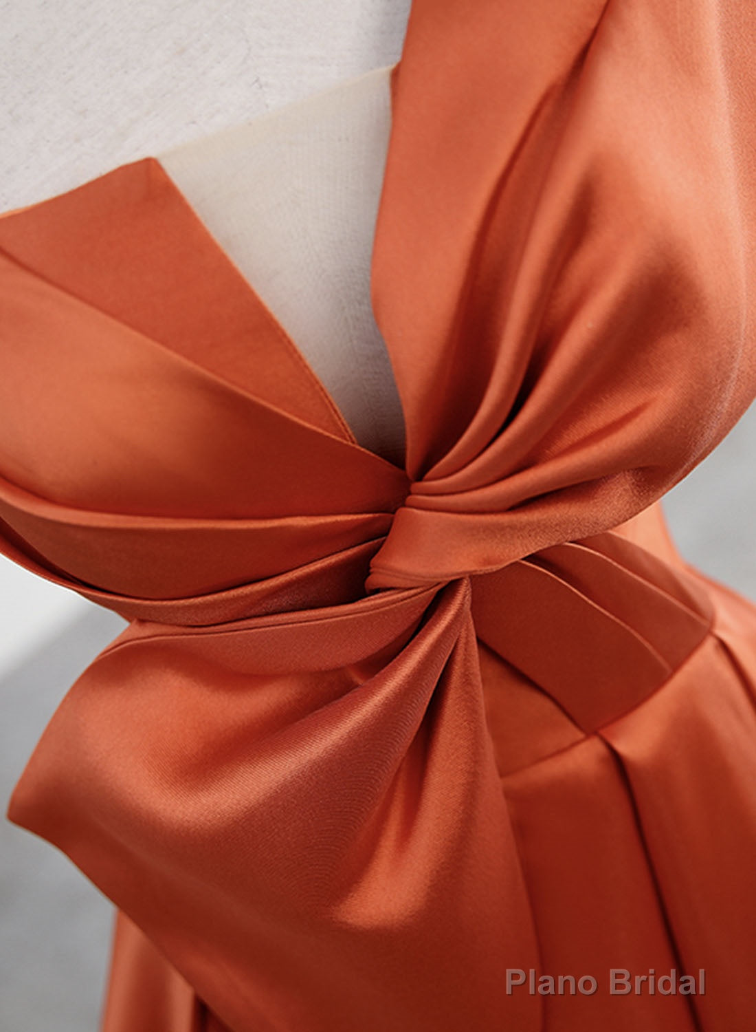 Spaghetti Straps Orange Satin Prom Formal Dress, A-Line Floor Length Evening Dress