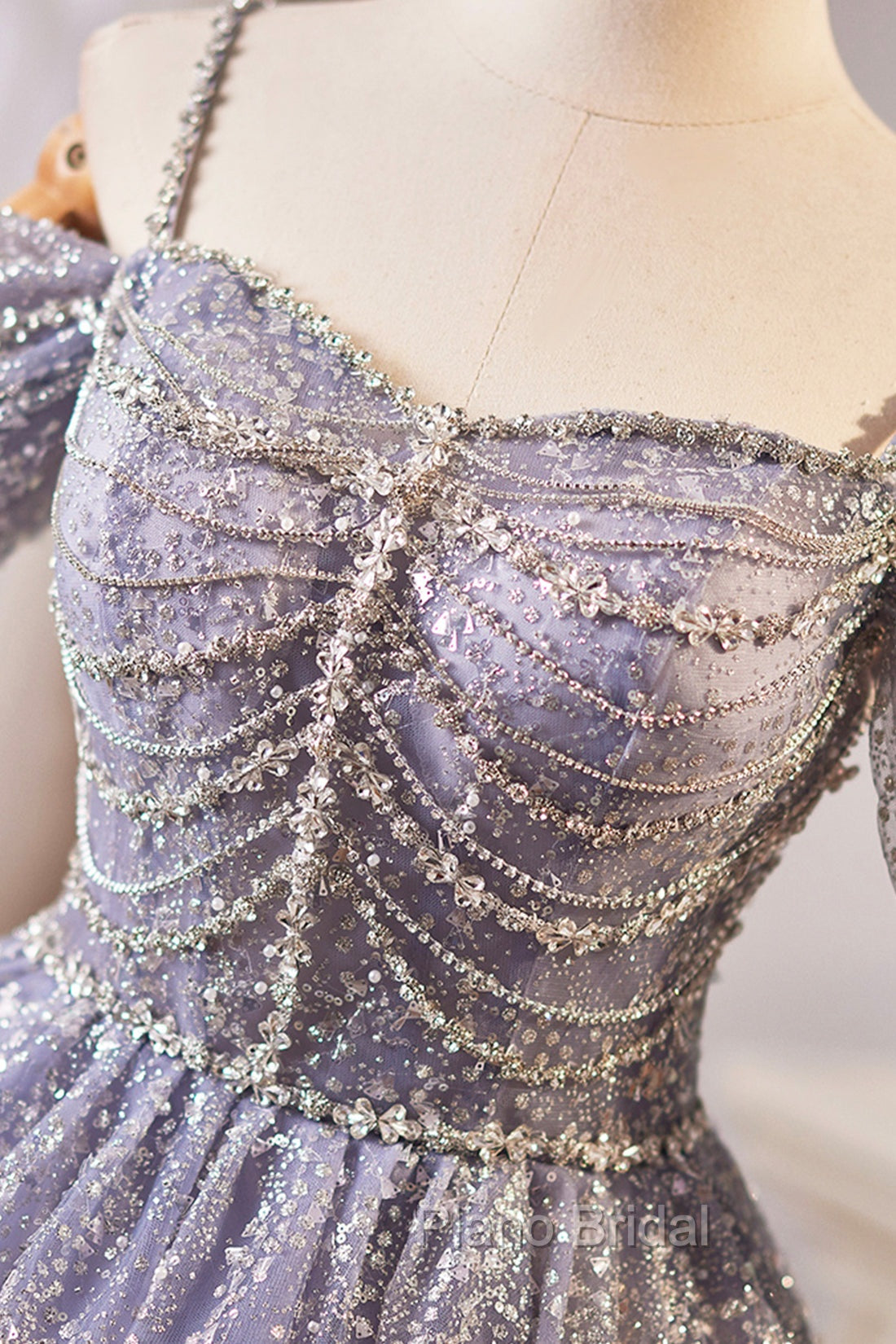 Lovely A-Line Tulle Sequins Knee Length Formal Prom Dresses, Off The Shoulder Evening Party Dresses Secondary image