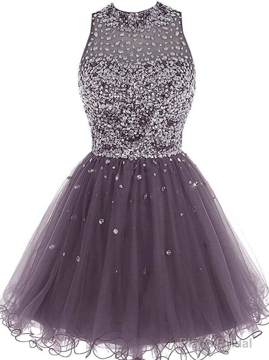 Lovely Beaded Tulle Homecoming Dress, Short Prom Dress Main image