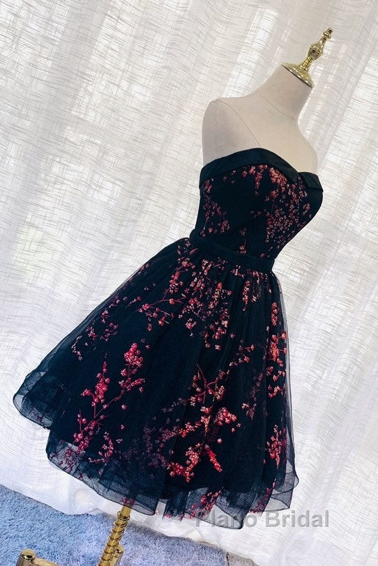 Lovely Black Sweetheart Short Homecoming Dresses, Black Formal Prom Dresses Secondary image