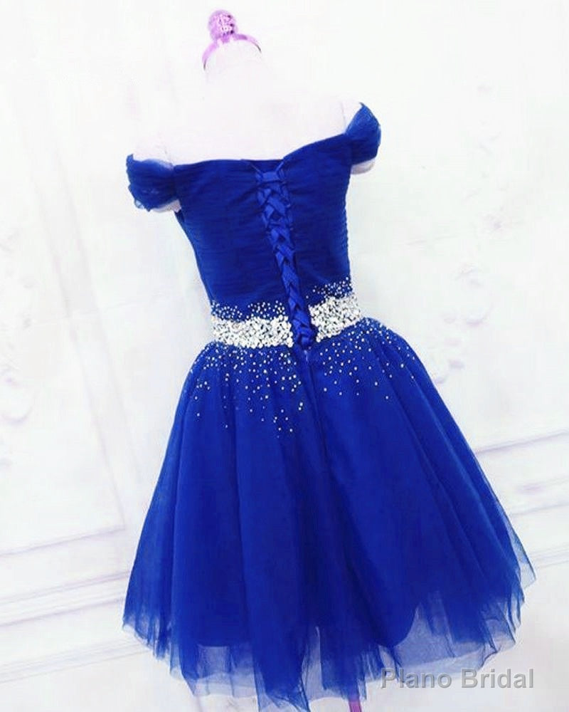 Lovely Blue Tulle Off Shoulder Short Prom Dress, Homecoming Dress Secondary image