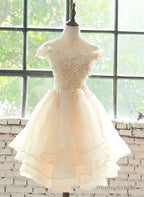Lovely Flowers Organza Layers Short Party Dress, Cute Homecoming Dress Prom Dress