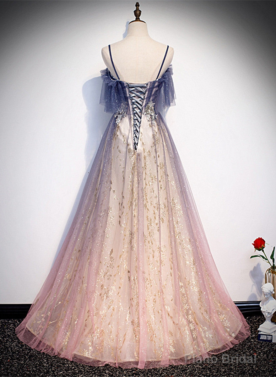 Lovely Gradient A-line Tulle with Lace Long Prom Dress, Long Formal Dress Party Dress Secondary image
