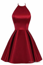 Lovely Halter Short Prom Dress, Homecoming Dresses , Satin Formal Dress