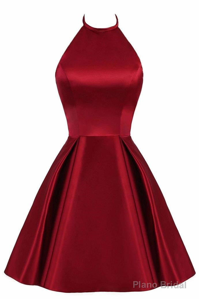 Lovely Halter Short Prom Dress, Homecoming Dresses , Satin Formal Dress