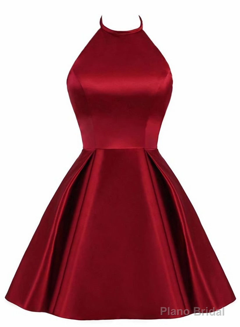 Lovely Halter Short Prom Dress, Homecoming Dresses , Satin Formal Dress