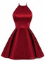 Lovely Halter Short Prom Dress, Homecoming Dresses , Satin Formal Dress