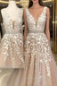 Lovely Lace Embroidery Beaded V-Neck Tulle Homecoming Dresses