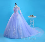 Lovely Lavender Tulle Flower Lace Ball Gown Formal Gown, Lavender Sweet 16 Dresses