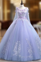 Lovely Lavender Tulle Flower Lace Ball Gown Formal Gown, Lavender Sweet 16 Dresses