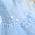 Lovely Light Blue Lace Cap Sleeve Sweet 16 Prom Dress, Evening Dress