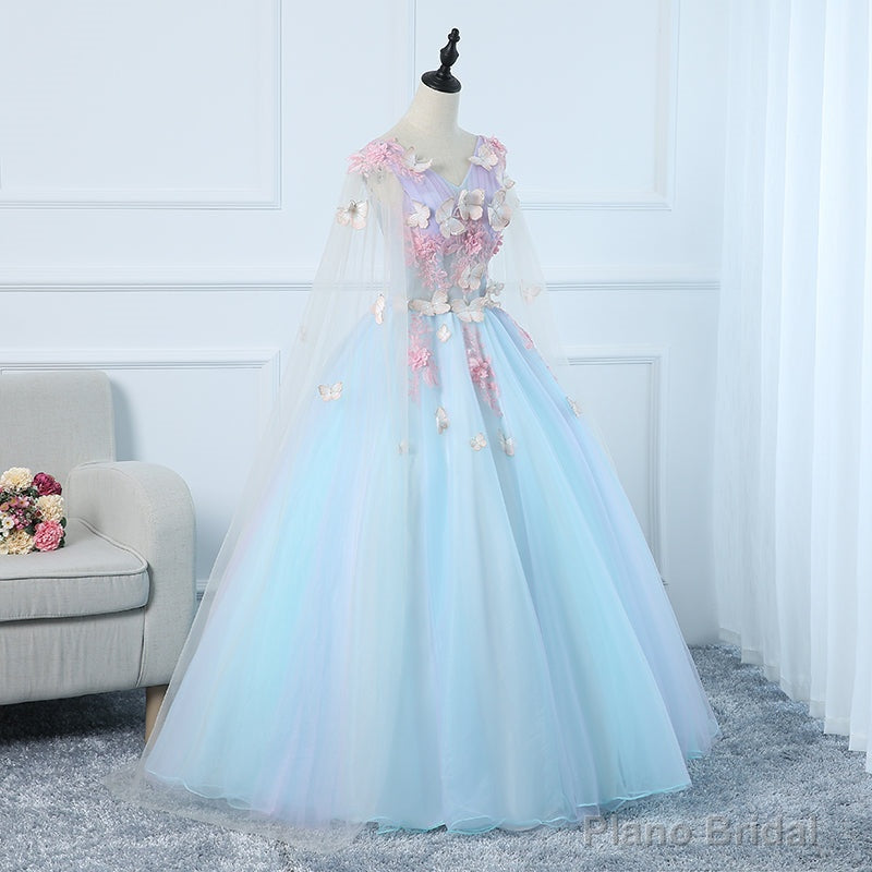 Lovely Light Blue Tulle PLong Formal Gown Party Dress, Blue Sweet 16 Dresses Secondary image