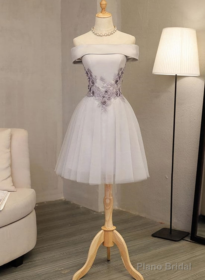 Lovely Light Grey Homecoming Dress , Tulle Short Party Dress Main image