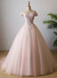 Lovely Light Pink Sweetheart Flowers Tulle Party Dresses, Pink Formal Prom Dresses