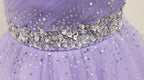 Lovely Light Purple Beaded Short Party Dresses, Off Shoulder Homecoming Dresses