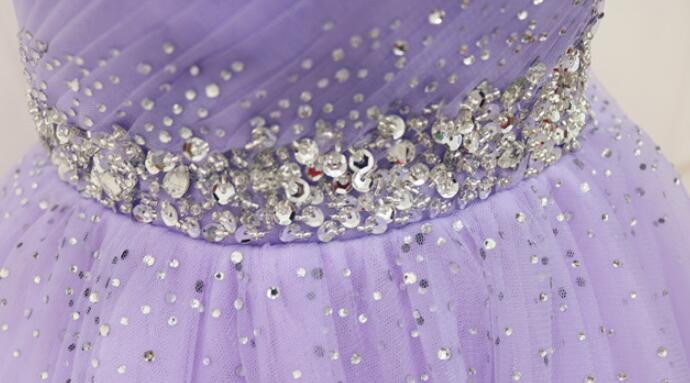 Lovely Light Purple Beaded Short Party Dresses, Off Shoulder Homecoming Dresses