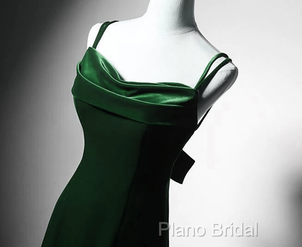 Lovely Low Back Velvet Mermaid Long Formal Prom Dresses, Velvet Wedding Party Dresses Secondary image