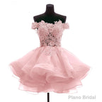 Lovely Off Shoulder Organza and Lace Sweetheart Prom Dress, Homecoming Dresses