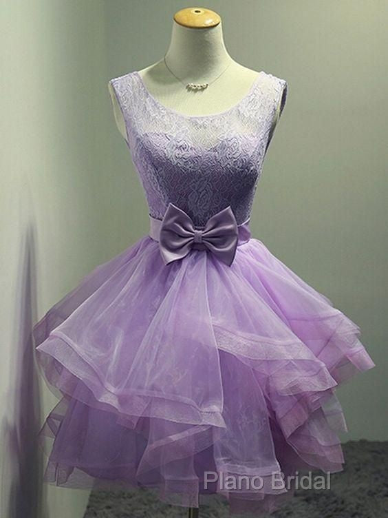 Lovely Organza And Lace Purple Layers Short Homecoming Dresses, Lavender Party Dresses Secondary image