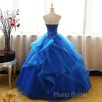 Lovely Royal Blue Tulle Formal Prom Dresses, Blue Sweet 16 Dresses