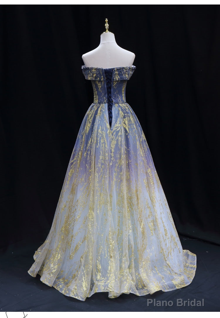 Lovely Tulle Gradient Long Formal Dress Party Dresses, Gradient Evening Party Dresses