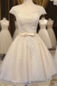 Lovely Tulle Light Champagne Short Formal Prom Dresses, Homecoming Dresses , Formal Dresses, Formal Prom Dresses