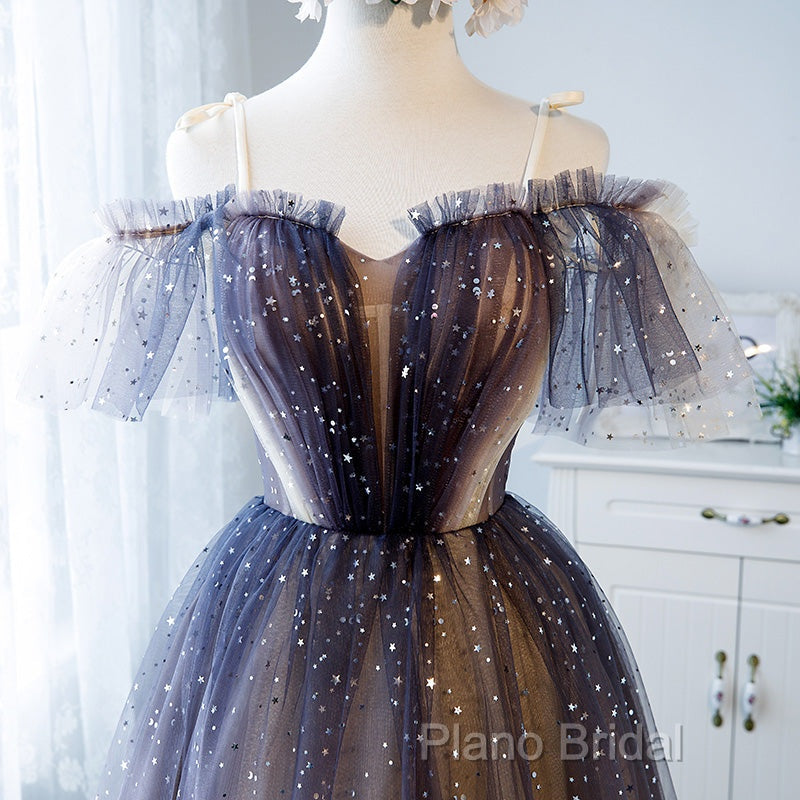 Lovely Tulle Offshoulder Short Formal Prom Dresses, Lace Up Homecoming Dresses