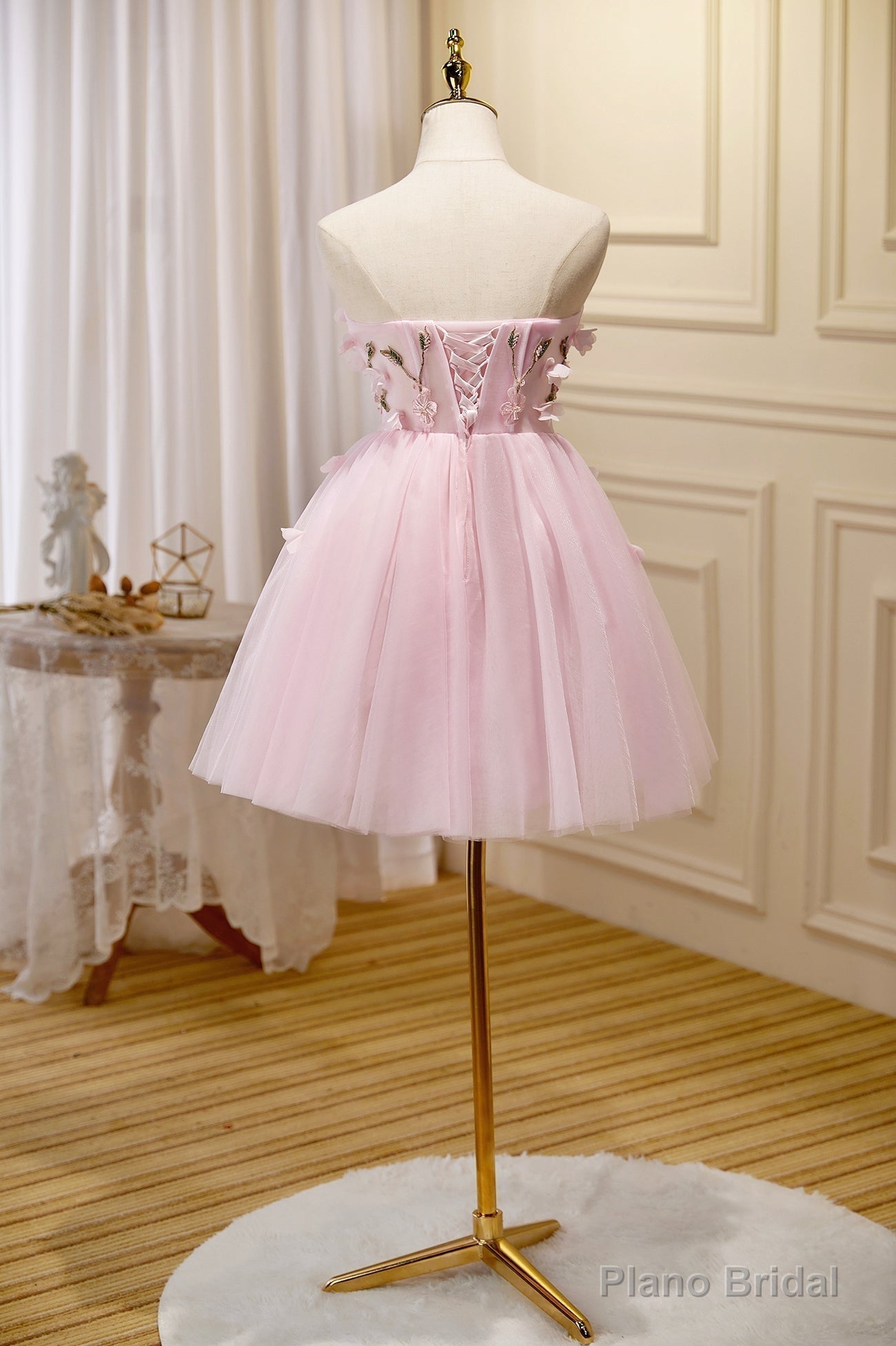 Pink Tulle Short Prom Dress, Pink A-Line Strapless Homecoming Dress Secondary image