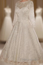 Low V Back Tea Length Lace Wedding Dresses