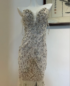 Luxurious And Elegant Sweetheart Neckline Pearl Rhinestone Lace Mermaid Long Formal Prom Dresses